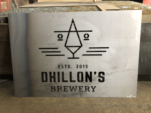 Click Here To Enlarge This Photo Of Plasma Cut Into Mild Steel Bar Counter Front