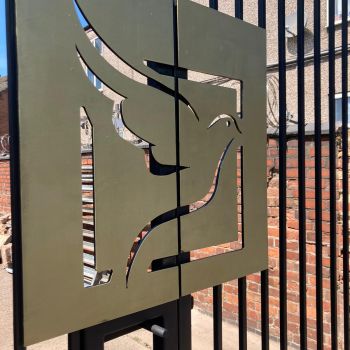A bird sign we made for a company installed: Click Here To View Larger Image